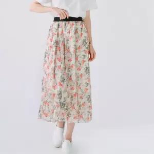 봄여름 나들이룩 하늘하늘 플라워 스커트 종아리커버 여성치마 데이트룩