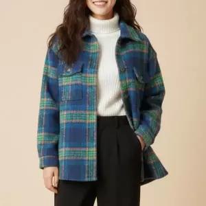 |CCJ6E93|여성 루즈핏 체크 뽀글이 자켓 두꺼운 포켓 셔켓