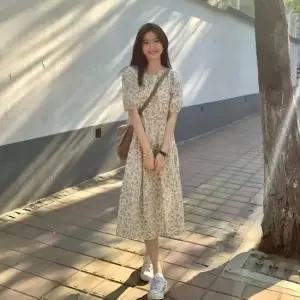 비욘드라이프J CWV 잔꽃 플라워 반팔 루즈핏 롱원피스