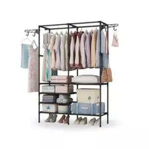 [JED] 수납 가방 옷수납 조립식 화이트 2컬러 선반 철제 코너 스탠드 틈새 옷걸이 사무실 행거