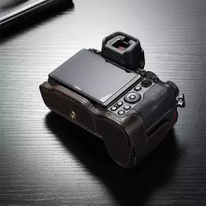 디지털 카메라가방 니콘 Z5 Z6II Z7 II용 수제 하프 백 빈티지 카메라 케이스 가죽