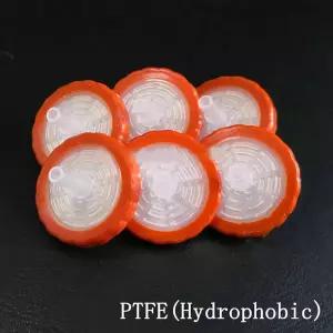일회용 PTFE 멤브레인 소수성 주사기 필터 실험실 DIA13/25mm 멤브레인 구멍 크기 0.22/0.45/2.0um 100 개