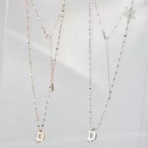 알파벳 이니셜 펜던트 써지컬스틸 이중 레이어드 체인 데일리 심플 목걸이 여성