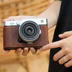 디지털 카메라가방 수제 카메라 가방 하프 케이스 후지필름 X-E5 후지 XE5용 가죽 보호 바디 슬리브 박스