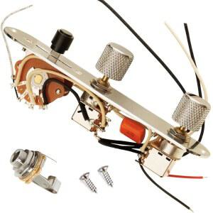 텔레캐스터 텔레 기타용 프리와이어드 하네스 키트, 적재된 9톤 시리즈 병렬 배선 컨트롤 플레이트, 25만 푸시 풀 전위차계, 3방향 픽업 블레이드 스위치, .047uF 커패시터, 너울드 메탈 노브