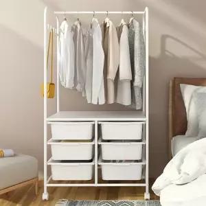 원목 코너 멀티 테이블 틈새 이동식 수납 사이드 옷걸이