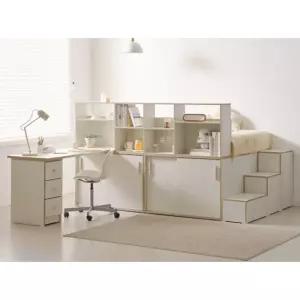 E0 안전목재 아이방 수납 SS벙커침대+책장책상세트(120cm) 더블 이층 베드