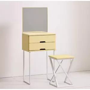 사각미러 슬림 2단수납 스틸다리 화장대 의자세트 500(2색) 여대생 신혼집