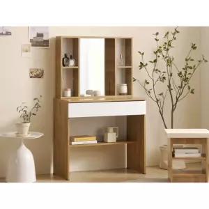 수납강화 입식 오픈선반 거울 화장대 스툴 풀세트 800(3색) 여성 우드 신혼