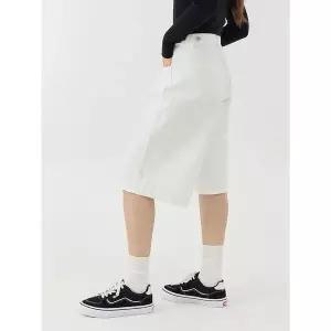 [하프클럽/진마니아]여자 버튼 포인트 사이드 절개 와이드 6부 7부 버뮤다 데님 팬츠 (화이트)