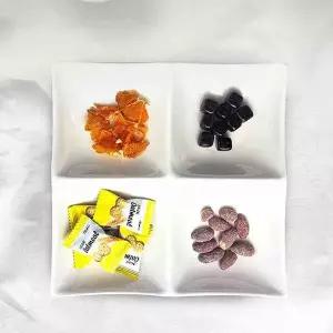 원포 DV12DY31 사각 나눔접시 4구 20cm 화이트 간식접시 분할접시 안주그릇 4구반찬그릇