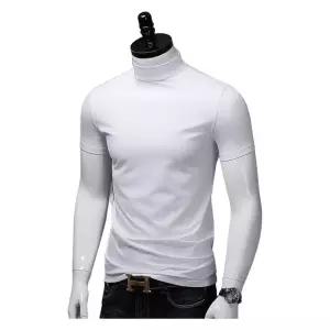 남성티셔츠 여름 남성목폴라 남성 반팔 목폴라 남자 반집업 중년 셔츠 남친 솔리드 캐주얼