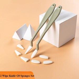 호환 2 아트 스케치 닦아 칼 20pcs 빨 수있는 브러시 스폰지 하이라이트 아티스트 수정 세부 지우개 펜 스케치 청소 도구 그리기