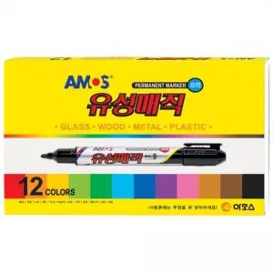 아모스 유성매직 마카 12색 1세트