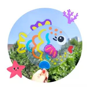 10인용 자유주제 여름만들기 해양생물 모양 플라스틱 투명부채 예술감발달 체험수업