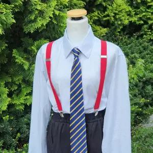 와이셔츠집게 고정 클립형 중년남성멜빵 빨간색