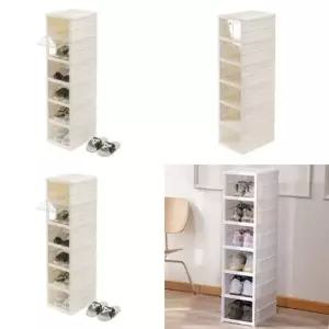 ( )접이식 6단 신발보관함 화이트 슈즈케이스 신발수납함