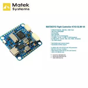 RC소품 Matek Mateksys H743 SLIM V4 STM32H743VIT6 듀얼 ICM42688P 2-8S F7 비행 컨트롤러 BEC5V FPV DJI