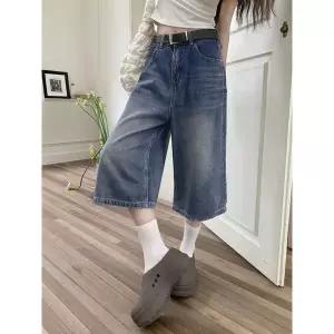 [하프클럽/베나프]버뮤다 워싱 7부 데님 팬츠_BK1LP007