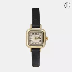 엘케이트 여성 클래식 포멀 가죽 레더 스트랩 워치 스퀘어 정장 골드 프레임 손목시계 LMY009