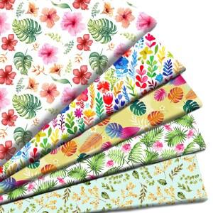 식물 잎 꽃 프린팅 폴리 에스터 순수 코튼 소재 패치 워크 조직 바느질 퀼트 직물 DIY 천
