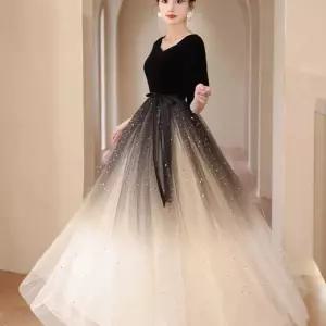 블랙 벨벳 별가루 연주회 파티 행사 드레스