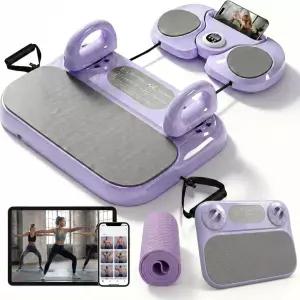 리포머 영감 필라테스 보드 푸시업 및 밸런스 트레이닝을 위한 저항 밴드와 코어 슬라이더가 포함된 접이식