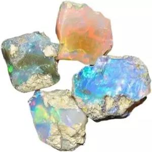 InfinityGemSart 4pcs 생 에티오피아 파이어 오팔 루즈 도매 벌크 스톤 10월 탄생석 천연 거친 보석 DIY 및