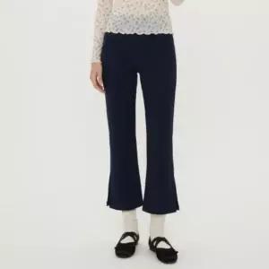 [하프클럽/]여성 신축성 클래식 나팔 하이웨스트 트임 팬츠