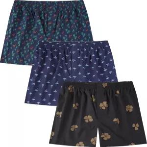 제이비우스 남성 복서 속옷 100 면 프린트 직조 팩 반바지