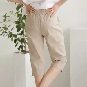 여름 린넨 7부 바지 여성 마 밴딩 데일리 팬츠