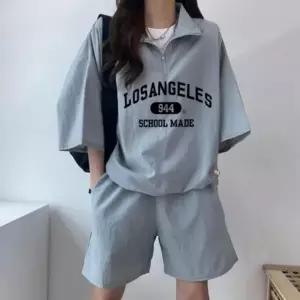 (색상 ONE)여성 여름 데일리 반팔 트레이닝 츄리닝 세트