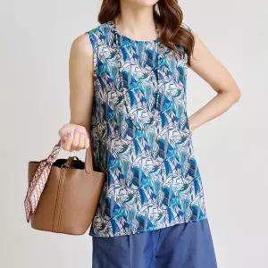 [하프클럽/]인견 슬리브리스 블라우스 9color 3단 빅사이즈 L~2XL 패턴 여름 나