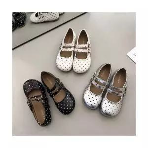 알마센 여성 스트랩힐 슈즈 실버 빈티지 도트 펌프스 라운드 메리제인슈즈 ADOR1