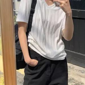 핫핑 [3만장돌파/슬림효과] 타임머신V넥 반팔골지티셔츠