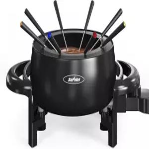 치즈 초콜릿용 선비비 전기 퐁듀 냄비 세트 온도 조절 8색 코드 포크 핫 오일 육수 3쿼트용