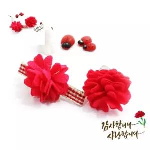 카네이션 타이핀 반지 10인 포장 카네이션머리띠만들기 카네이션헤어핀 어버이날브로치 카네이션삔