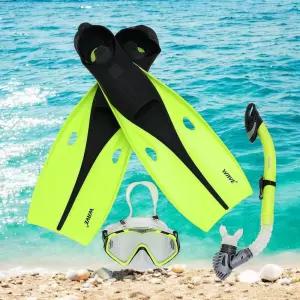 씨노엘 오리발 스노클링세트 240250mm 형광노랑 스노쿨링 오리발 세트 바다 수영 장비