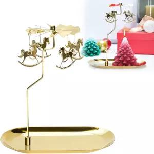 UCINNOVATE 크리스마스 회전 캔들 홀더 양초 애호가를 위한 세트 로맨틱 웨딩 파티 벽난로 장식 가정용