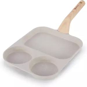 CANLK CLANK 3-in-1 논스틱 팬 분할 그릴 및 인덕션 쿡탑용 다기능 조식 팬/팬케이크 화이트 그래닛 텍스처