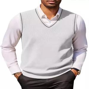 COOFANDY 남성 스웨터 조끼 V 넥 민소매 슬림 핏 캐주얼 니트