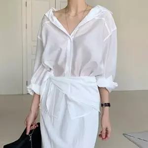 [유야]여성 투웨이 스카프 시스루 셔츠 블라우스 남방 SNB0116 봄 여름