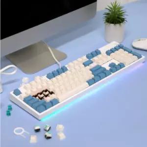 COX 104키 키보드 핫스왑 방수 게이밍 블루 청축 LED BNS