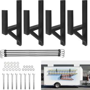 Amoyttn 4팩 트레일러 사다리 랙 2쌍의 튼튼한 밀폐형 액세서리 유틸리티 화물 및 차고용 외부/내부 벽