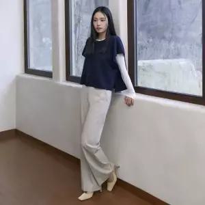 25SS 링클프리 멜란지 텐션팬츠 크림