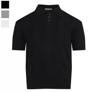 남자 리브드 카라넥 골지 반팔 니트티 RB-KNH-Q095-블랙