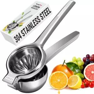 템프프로 레몬 라임 압착기 홈이 있는 볼이 304 스테인리스 스틸 핸드 프레스 시트러스 착즙기 튼튼한 힌지