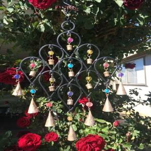 언 드롭 윈드차임 벨즈 비드 재활용 금속 소박한 정원 장식 실내 야외