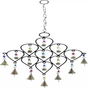 벨이 달린 데코 79 메탈 윈드차임 10인치 x 1인치 24인치 블랙