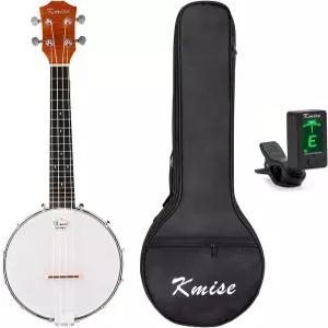 Kmise Banjolele 4 스트링 Banjo Ukulele Uke 콘서트 23인치 사이즈 사펠레 가방 튜너 포함